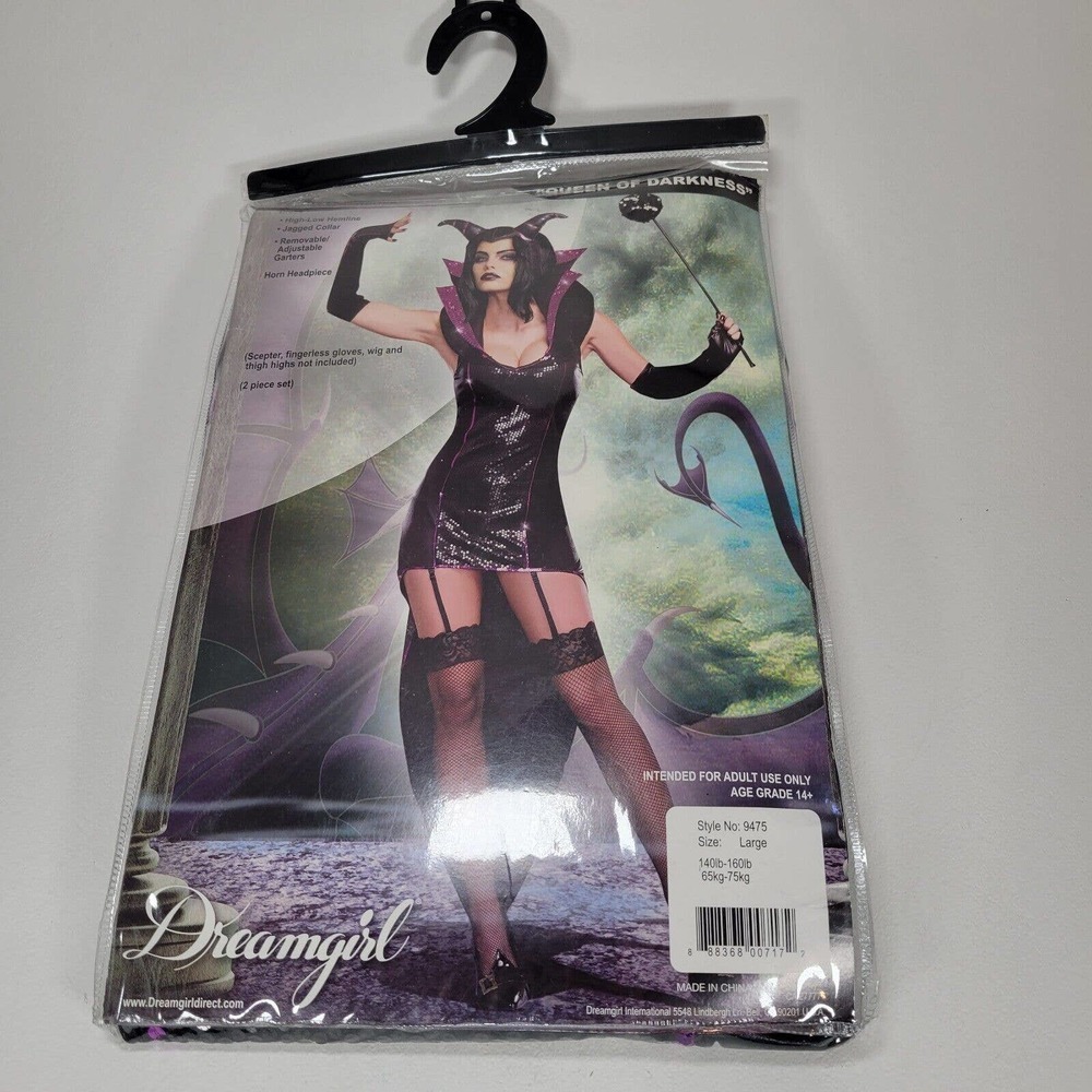 Sexy Halloween Costume "Queen Of Darkness" by Dreamgirl, Adult Large #9475 NIP!